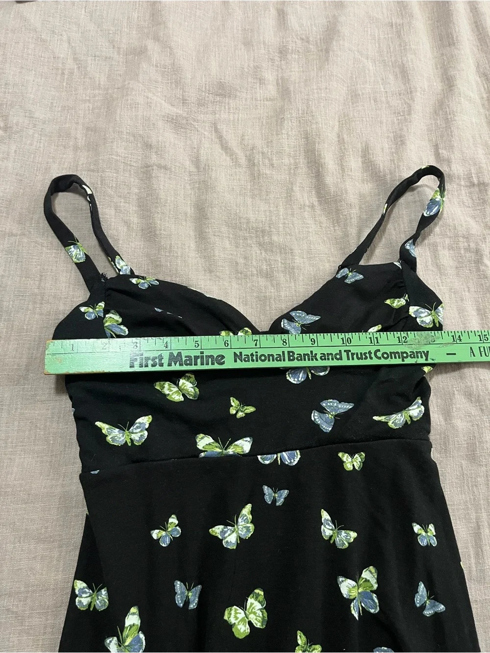 Urban Outfitters Black Mini Dress Butterfly Print Size Small Skater Whimsygoth - Picture 8 of 8